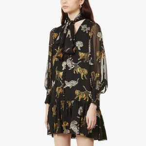 The Kooples Tiger & Leopard Crepe Mini Dress NWT